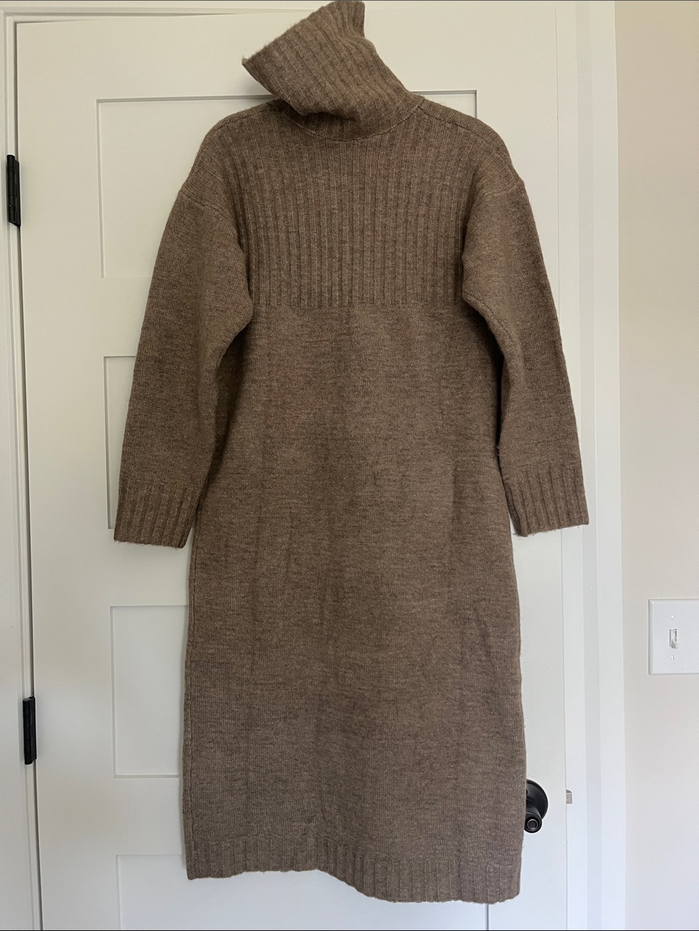 Oversized Brown Turtleneck Sweater Dress